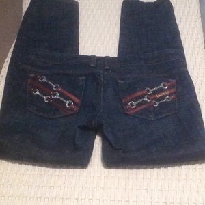 Bebe Dark Denim Embelished Pockets